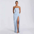 Casual long-sleeved slim-fit suspender maxi dress