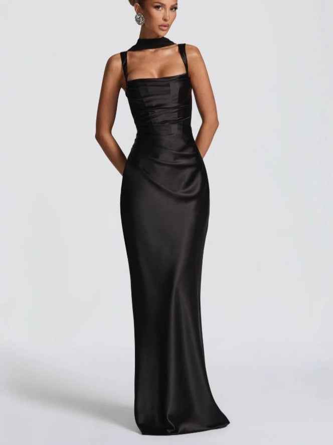 Elegant Square Neck Fishtail Evening Dress
