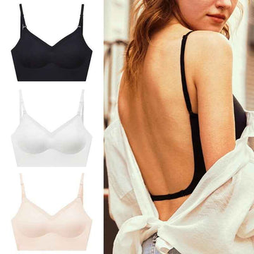 French Seamless Backless Bra - Wire-Free Comfort with Adjustable Straps