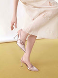 Bridal bow-pointed satin high heels