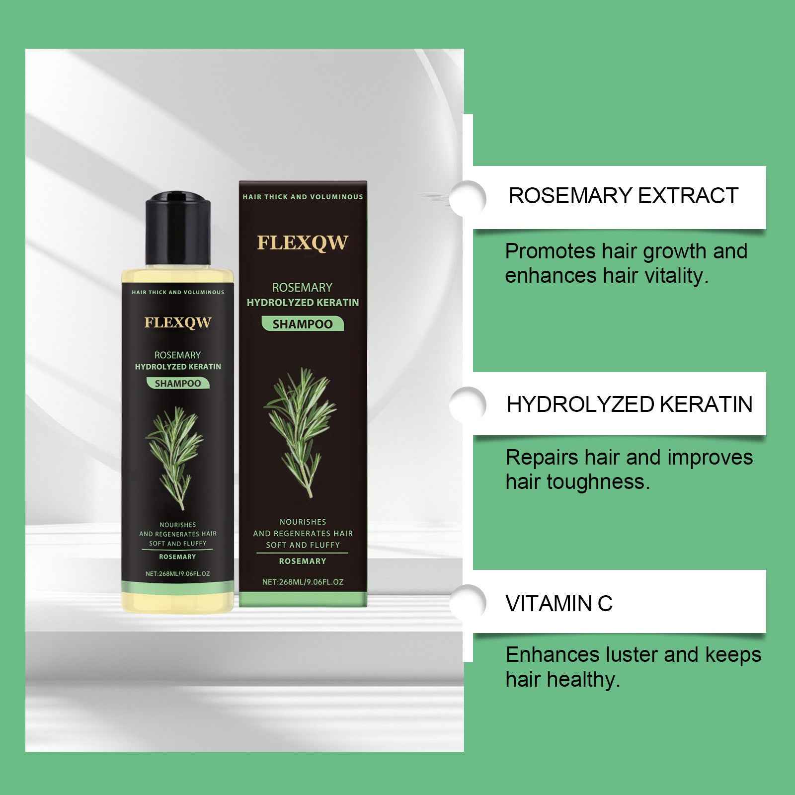 FLEXQW™ Rosemary & Hydrolyzed Keratin Shampoo