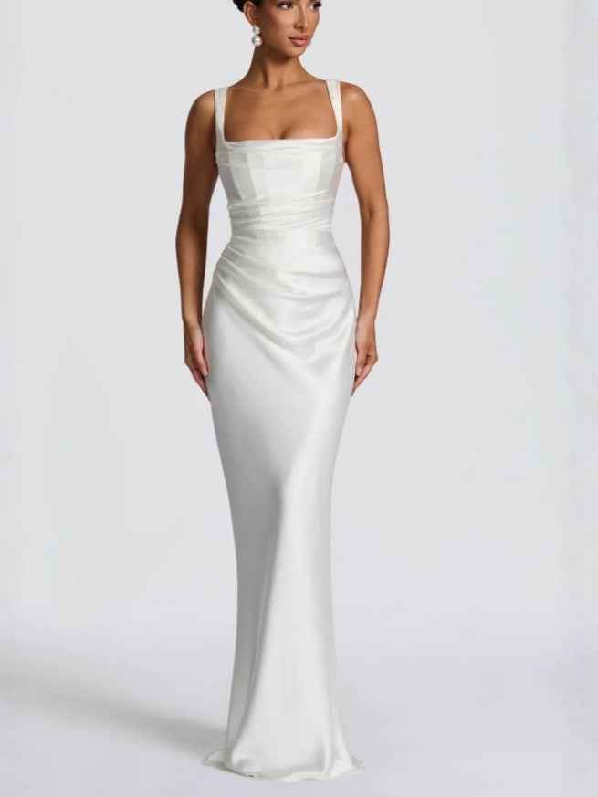 Elegant Square Neck Fishtail Evening Dress