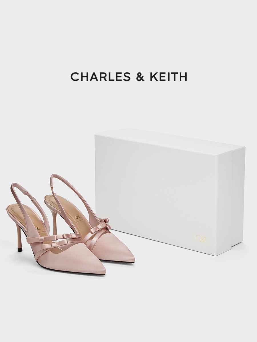 Bridal bow-pointed satin high heels