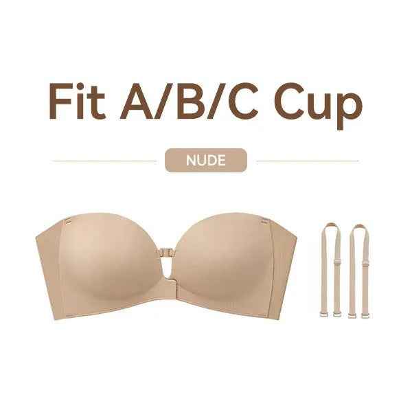 Strapless Front-Clasp Bra – Wire-Free Lift & Non-Slip Support