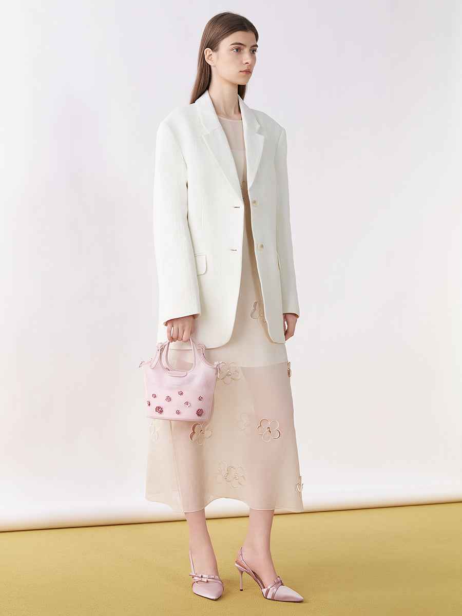 Bridal bow-pointed satin high heels