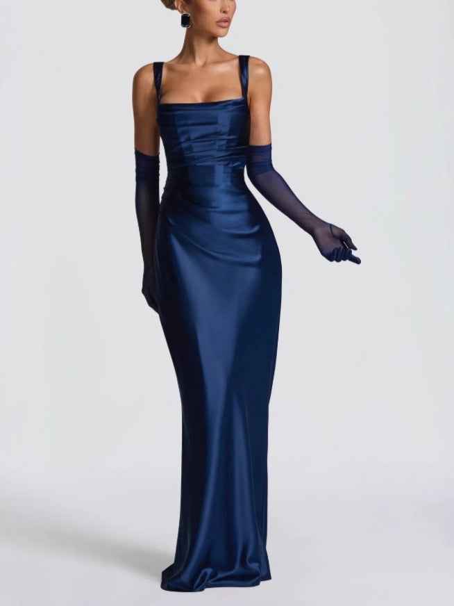 Elegant Square Neck Fishtail Evening Dress