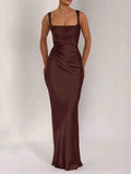 Elegant Square Neck Fishtail Evening Dress