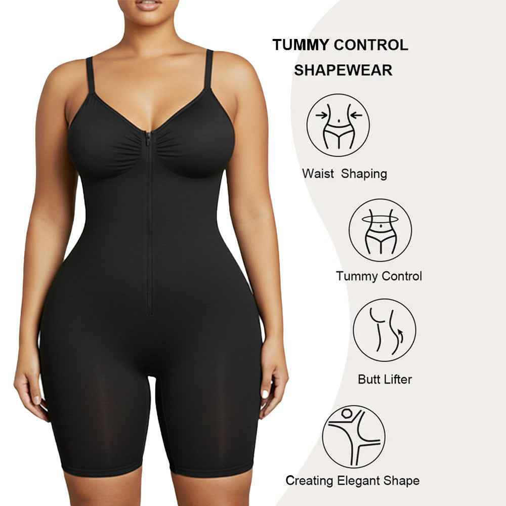 Zip-Front Sculpting Bodysuit – Tummy Control & Butt-Lift Shapewear